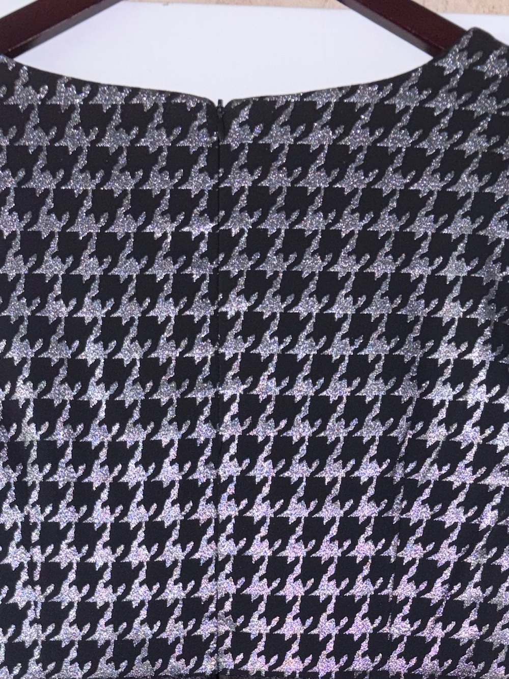 Glamour Nights Black & Silver Houndstooth Fit-and-Flare Balloon Hem Dress - Picture 6 of 7